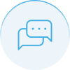 Speech bubble icons in a blue circle