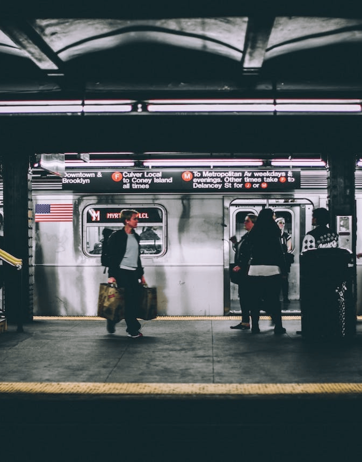 People walking in a subway station