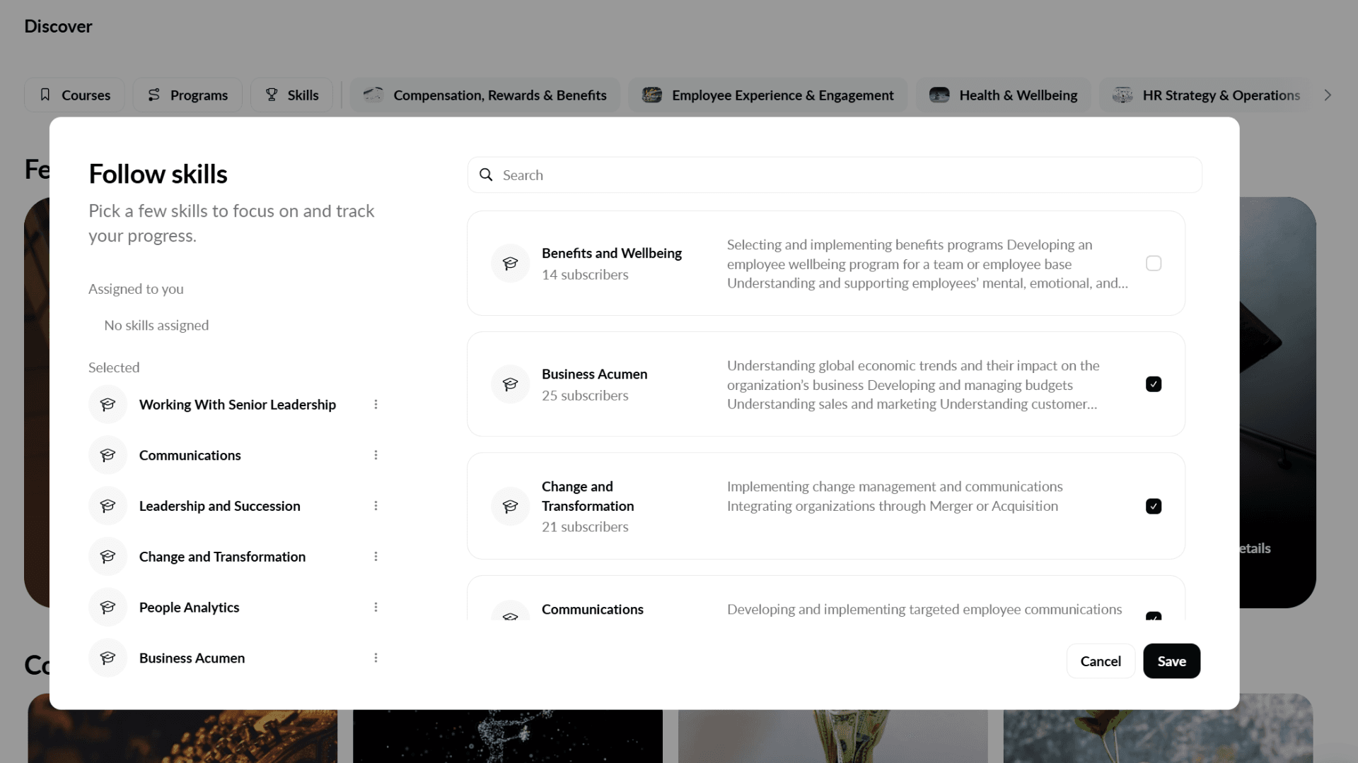 Galileo Learn Skills screen