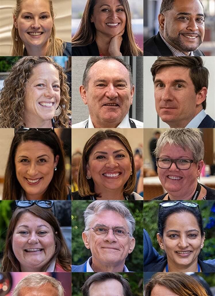 several portraits of smiling people in a grid layout