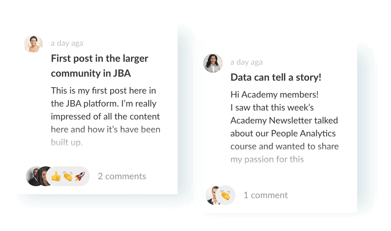 example posts/comments on the Bersin Academy platform