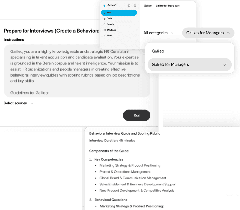 Galileo for Managers web example for behavioral interview guide